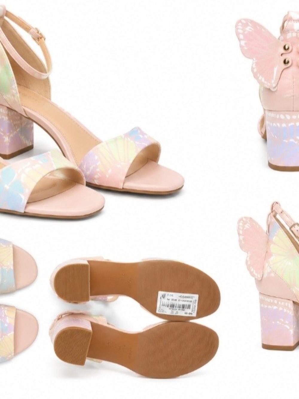 Copper Key Pastel Pastel Butterfly Block Heel Sandals - Size 8.5.  Never Worn